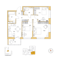 3 ккв № 16 Корп.: 5 , Секция 1  в ЖК Янила Форест