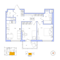 2 ккв № 104 Корп.: 1 , Секция 2  в ЖК Янила Форест