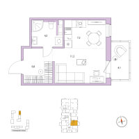 Студия № 123 Корп.: 5 , Секция 3  в ЖК Янила Форест