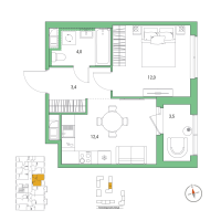 1 ккв № 70 Корп.: 5 , Секция 2  в ЖК Янила Форест
