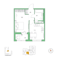 1 ккв № 11 Корп.: 5 , Секция 1  в ЖК Янила Форест