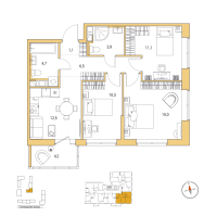 3 ккв № 9 Корп.: 5 , Секция 1  в ЖК Янила Форест