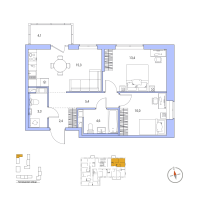 3 ккв (Евро) № 86 Корп.: 4 , Секция 2  в ЖК Янила Форест