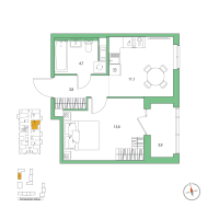 1 ккв № 48 Корп.: 4 , Секция 1  в ЖК Янила Форест