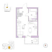Студия № 3 Корп.: 5 , Секция 1  в ЖК Янила Форест