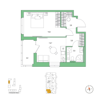 1 ккв № 7 Корп.: 4 , Секция 1  в ЖК Янила Форест