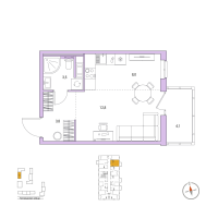 Студия № 3 Корп.: 4 , Секция 1  в ЖК Янила Форест