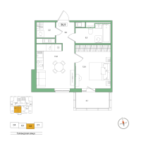 1 ккв № 59 Корп.: 2 , Секция 2  в ЖК Янила Форест