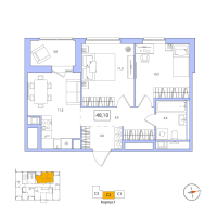 2 ккв № 102 Корп.: 1 , Секция 2  в ЖК Янила Форест