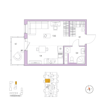 Студия № 127 Корп.: 5 , Секция 3  в ЖК Янила Форест