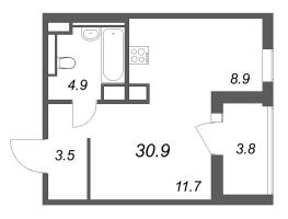 Студия № 3 Корп.: 3 , Секция 1  в ЖК Янила Форест