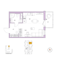 Студия № 130 Корп.: 5 , Секция 3  в ЖК Янила Форест