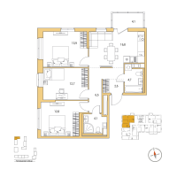 4 ккв (Евро) № 85 Корп.: 4 , Секция 2  в ЖК Янила Форест