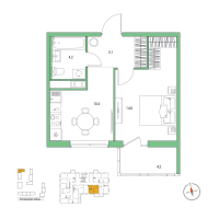 1 ккв № 74 Корп.: 4 , Секция 2  в ЖК Янила Форест