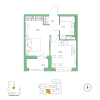 1 ккв № 4 Корп.: 5 , Секция 1  в ЖК Янила Форест