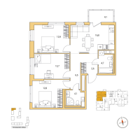 4 ккв (Евро) № 92 Корп.: 4 , Секция 2  в ЖК Янила Форест