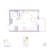 Студия № 11 Корп.: 4 , Секция 1  в ЖК Янила Форест