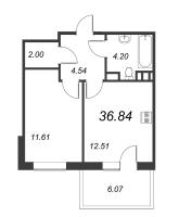 1 ккв № 12 Корп.: 2 , Секция 1  в ЖК Янила Кантри Клаб