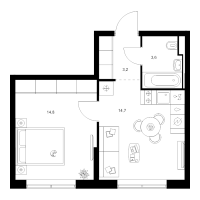 1 ккв № 2.1.5 Корп.: 1 , Секция 2  в ЖК Янинский лес