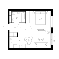 2 ккв (Евро) № 1.2.4 Корп.: 4 , Секция 1  в ЖК Янинский лес