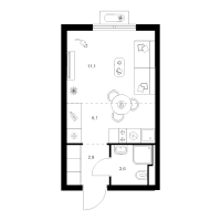 Студия № 1.7.3 Корп.: 3 , Секция 1  в ЖК Янинский лес