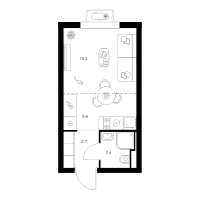 Студия № 1.6.5 Корп.: 4 , Секция 1  в ЖК Янинский лес