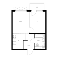 2 ккв (Евро) № 2.7.14 Корп.: 6 , Секция 2  в ЖК Янинский лес