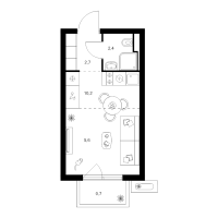 Студия № 1.3.10 Корп.: 3 , Секция 1  в ЖК Янинский лес