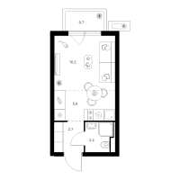 Студия № 1.13.5 Корп.: 3 , Секция 1  в ЖК Янинский лес