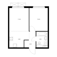 2 ккв (Евро) № 1.12.3 Корп.: 7 , Секция 1  в ЖК Янинский лес