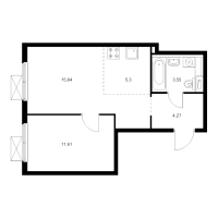 2 ккв (Евро) № 1.3.11 Корп.: 7 , Секция 1  в ЖК Янинский лес