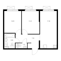 3 ккв (Евро) № 1.9.2 Корп.: 8 , Секция 1  в ЖК Янинский лес