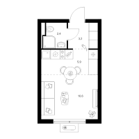 Студия № 1.10.6 Корп.: 1 , Секция 1  в ЖК Янинский лес