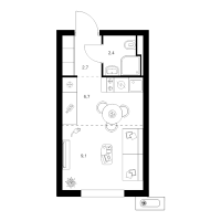 Студия № 1.2.12 Корп.: 4 , Секция 1  в ЖК Янинский лес