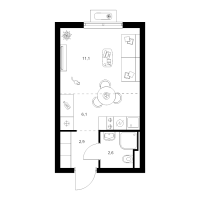 Студия № 1.4.3 Корп.: 4 , Секция 1  в ЖК Янинский лес