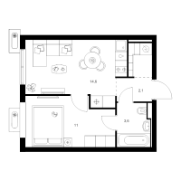 1 ккв № 1.12.9 Корп.: 4 , Секция 1  в ЖК Янинский лес