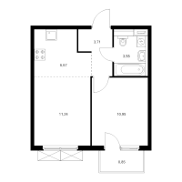 2 ккв (Евро) № 2.9.4 Корп.: 6 , Секция 2  в ЖК Янинский лес