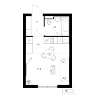 Студия № 1.3.10 Корп.: 1 , Секция 1  в ЖК Янинский лес