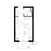 Студия № 1.4.10 Корп.: 4 , Секция 1  в ЖК Янинский лес