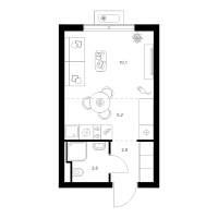 Студия № 2.4.14 Корп.: 2 , Секция 2  в ЖК Янинский лес
