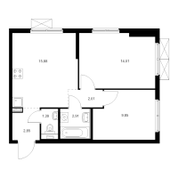 3 ккв (Евро) № 1.5.1 Корп.: 5 , Секция 1  в ЖК Янинский лес