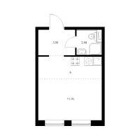 Студия № 1.1.4 Корп.: 5 , Секция 1  в ЖК Янинский лес