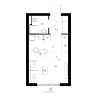 Студия № 3.4.3 Корп.: 2 , Секция 3  в ЖК Янинский лес