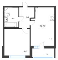 2 ккв (Евро) № 380 Корп.: 14.9 , Секция 5  в ЖК Ясно.Янино