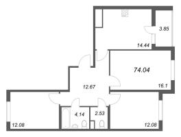 3 ккв № 89 Корп.: 14.10 , Секция 2  в ЖК Ясно.Янино