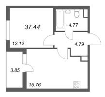 2 ккв (Евро) № 319 Корп.: 14.10 , Секция 6  в ЖК Ясно.Янино