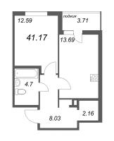 1 ккв № 34 Корп.: 14.2 , Секция 2  в ЖК Ясно.Янино