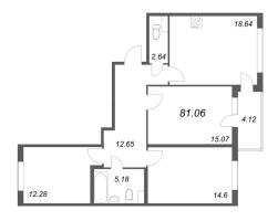4 ккв (Евро) № 105 Корп.: 14.5 , Секция 3  в ЖК Ясно.Янино