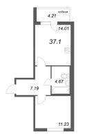 1 ккв № 233 Корп.: 14.2 , Секция 4  в ЖК Ясно.Янино