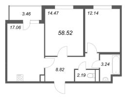 3 ккв (Евро) № 148 Корп.: 14.10 , Секция 3  в ЖК Ясно.Янино